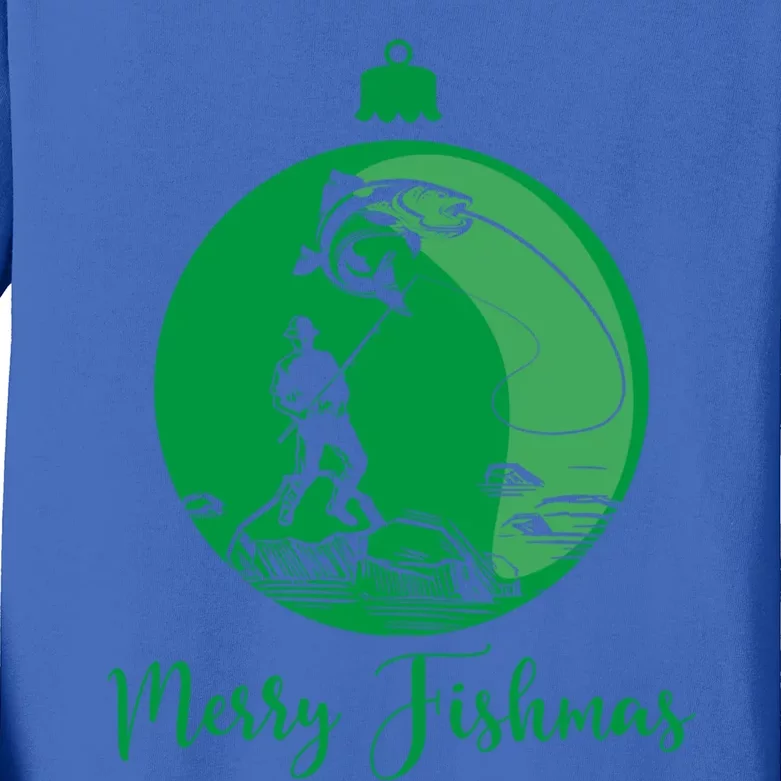 Merry Fishmas For Fisher And Anglers Gift Kids Long Sleeve Shirt