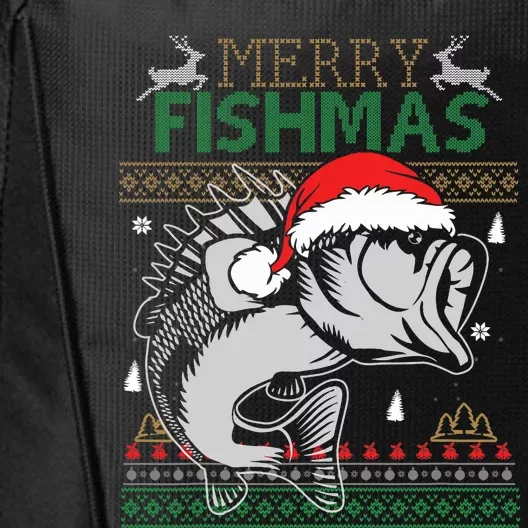 Merry Fishmas Funny Merry Christmas Fishing Lover City Backpack