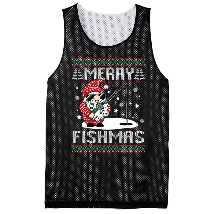 Merry Fishmas Fishing Gnome Christmas Santa Fisherman Mesh Reversible Basketball Jersey Tank