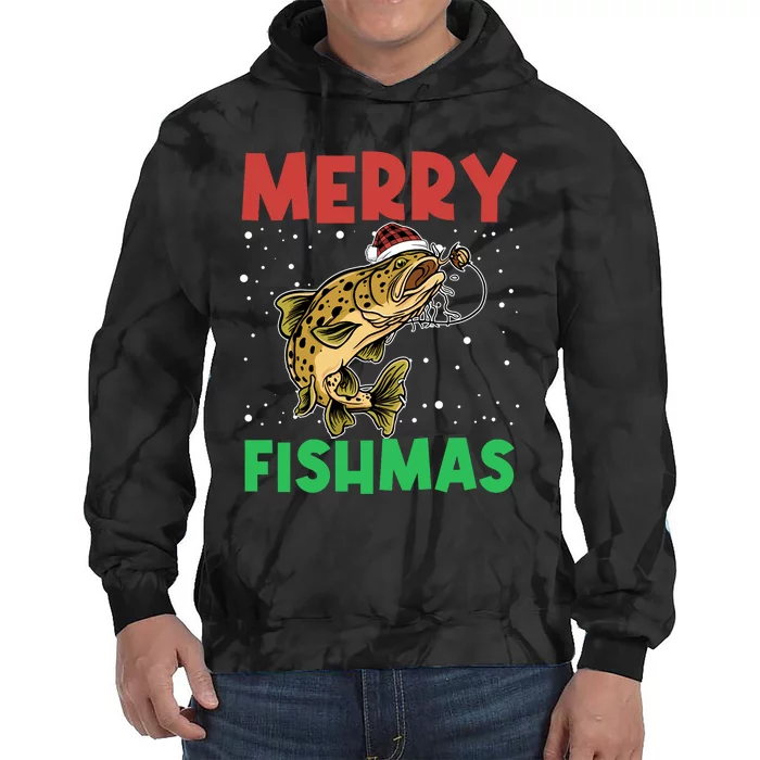 Merry Fishmas For Fisher – Xmas Christmas Fishing Long Sleeve Tie Dye Hoodie