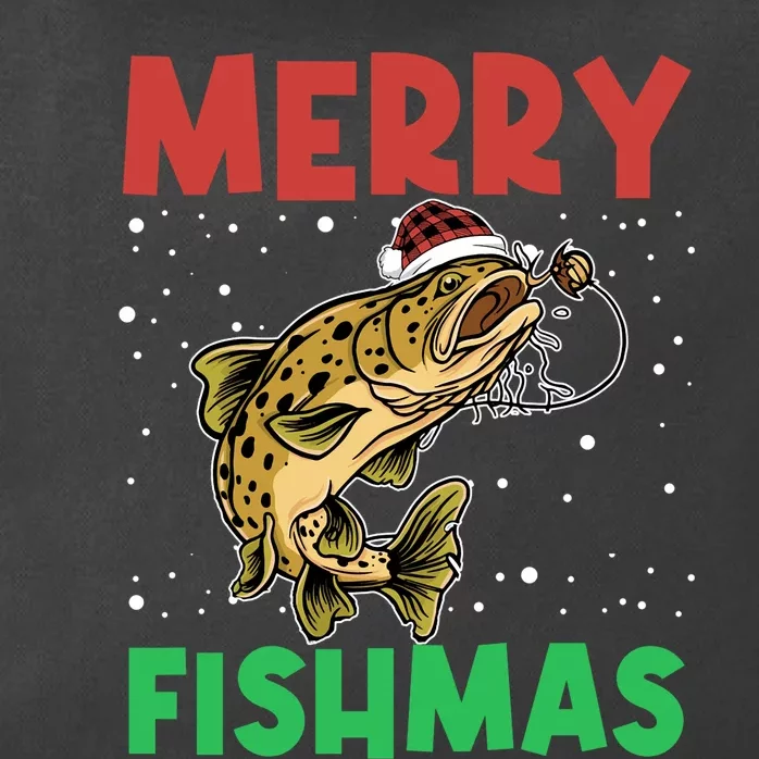 Merry Fishmas For Fisher – Xmas Christmas Fishing Long Sleeve Zip Tote Bag