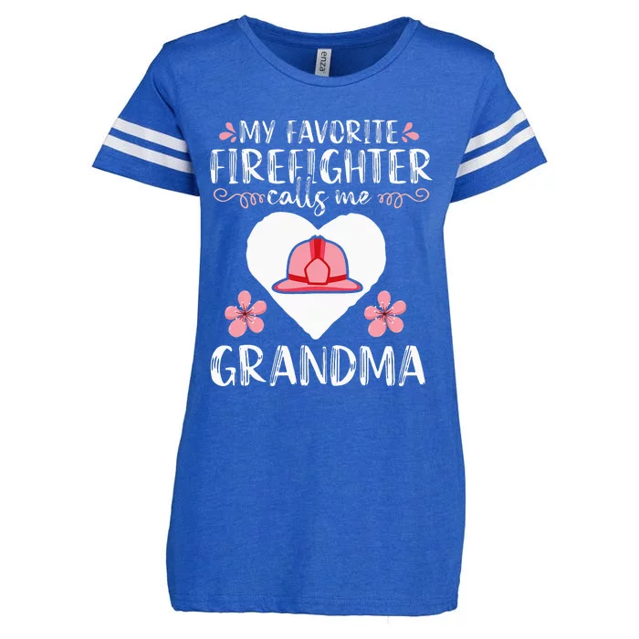 My Favorite Firefighter Calls Me Grandma Mom Enza Ladies Jersey Football T-Shirt