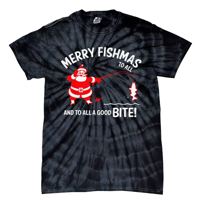 Merry Fishmas Funny Fish Fishing Fisherman Christmas Xmas Tie-Dye T-Shirt