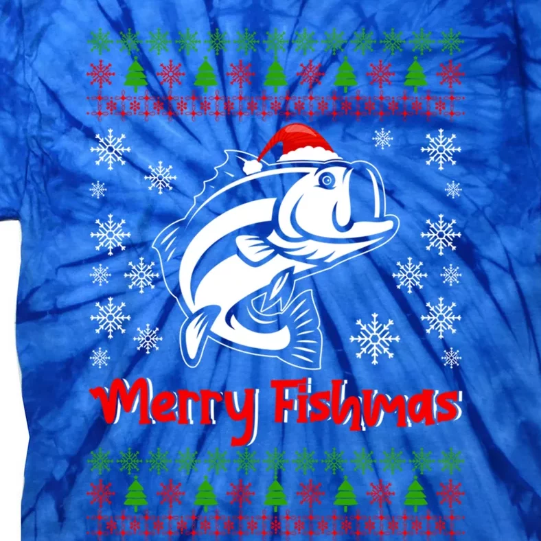 Merry Fishmas Funny Christmas Ugly Fishing Fisher Xmas Gift Tie-Dye T-Shirt