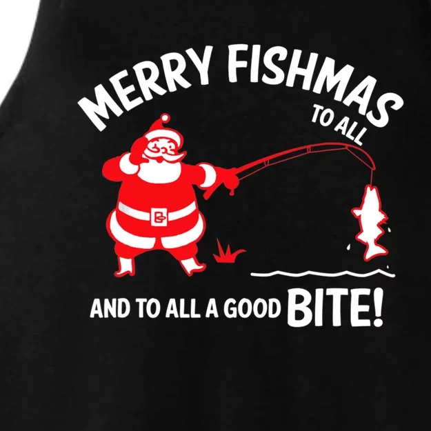 Merry Fishmas Funny Fish Fishing Fisher Christmas Xmas Cute Gift Ladies Tri-Blend Wicking Tank