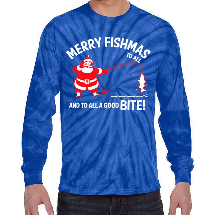 Merry Fishmas Funny Fish Fishing Fisher Christmas Xmas Cute Gift Tie-Dye Long Sleeve Shirt