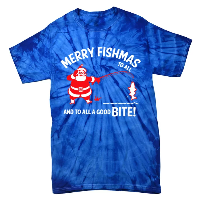 Merry Fishmas Funny Fish Fishing Fisher Christmas Xmas Cute Gift Tie-Dye T-Shirt