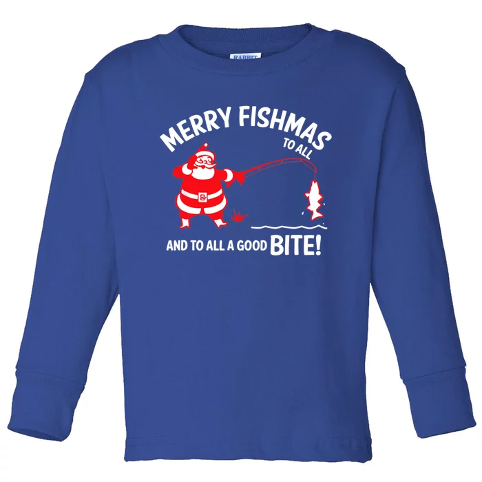 Merry Fishmas Funny Fish Fishing Fisher Christmas Xmas Cute Gift Toddler Long Sleeve Shirt