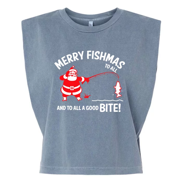 Merry Fishmas Funny Fish Fishing Fisher Christmas Xmas Cute Gift Garment-Dyed Women's Muscle Tee