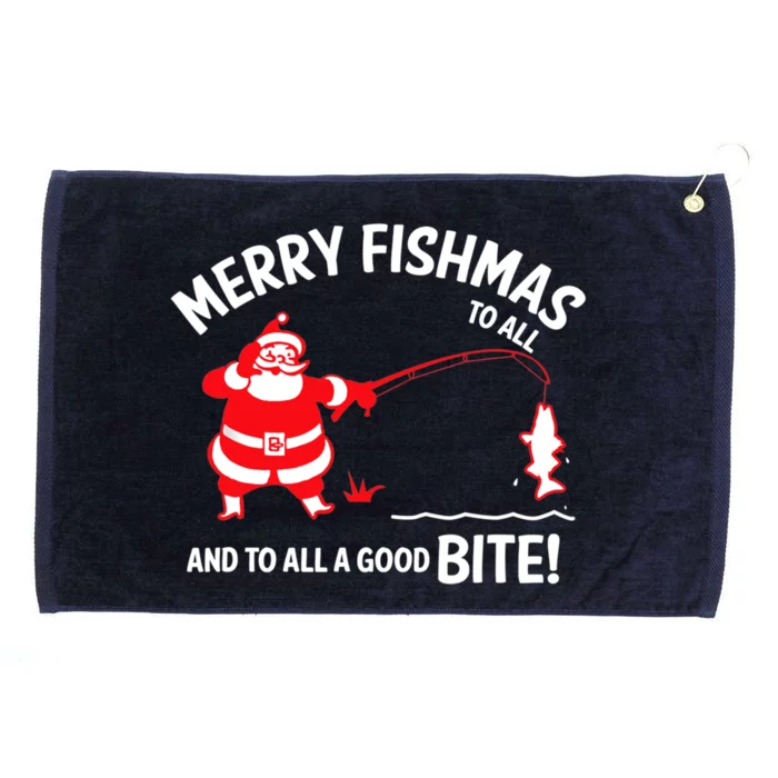 Merry Fishmas Funny Fish Fishing Fisher Christmas Xmas Cute Gift Grommeted Golf Towel