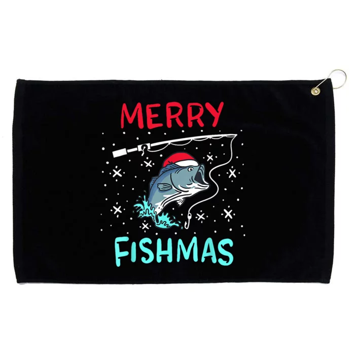 Merry Fishmas Funny Christmas Fishing Merry Fishmas Grommeted Golf Towel