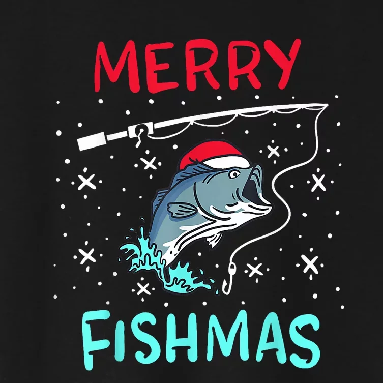 Merry Fishmas Funny Christmas Fishing Merry Fishmas Women's Crop Top Tee