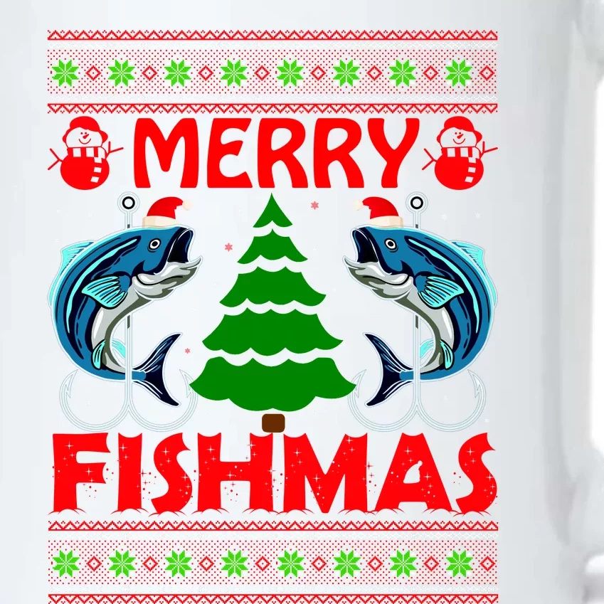 Merry Fishmas Funny Fish Fishing Ugly Christmas Black Color Changing Mug