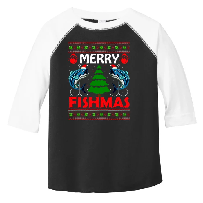 Merry Fishmas Funny Fish Fishing Ugly Christmas Toddler Fine Jersey T-Shirt