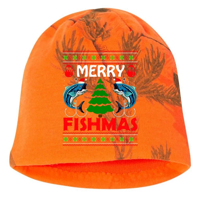 Merry Fishmas Funny Fish Fishing Ugly Christmas Kati - Camo Knit Beanie