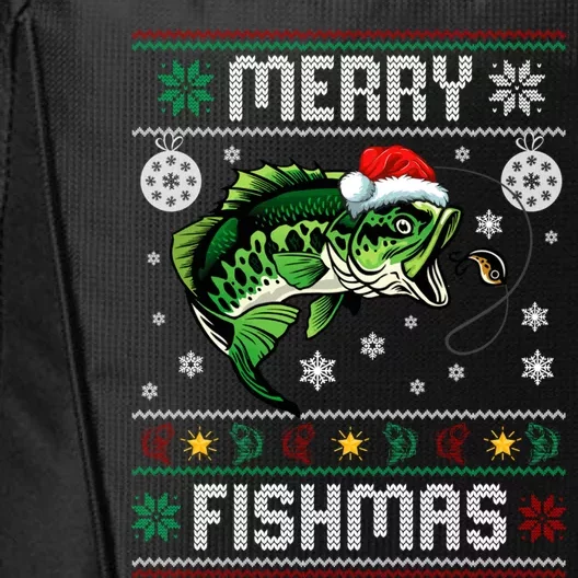 Merry Fishmas Funny Fish Fishing Fisher Ugly Christmas Gift City Backpack