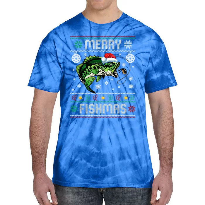 Merry Fishmas Funny Fish Fishing Fisher Ugly Christmas Gift Tie-Dye T-Shirt