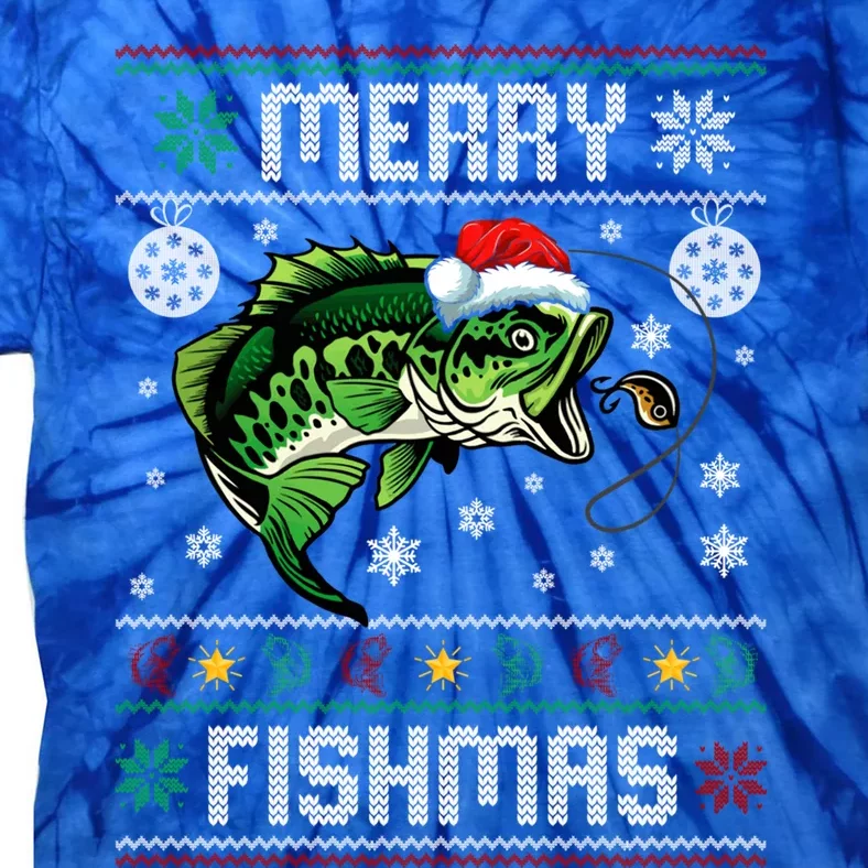 Merry Fishmas Funny Fish Fishing Fisher Ugly Christmas Gift Tie-Dye T-Shirt