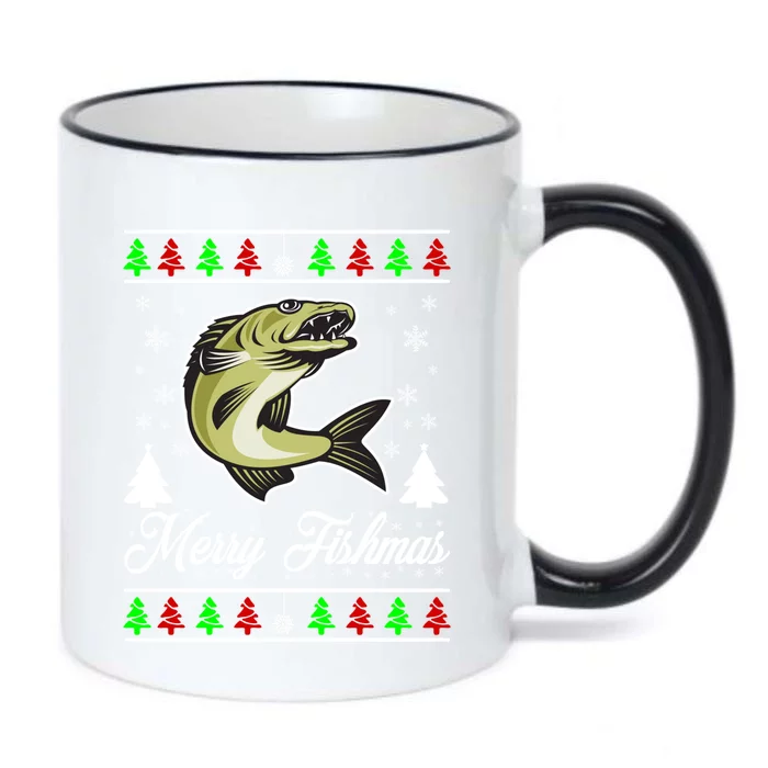 Merry Fishmas Funny Fisher Christmas Funny Gift Black Color Changing Mug