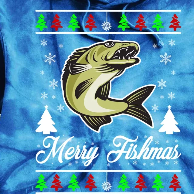 Merry Fishmas Funny Fisher Christmas Funny Gift Tie Dye Hoodie