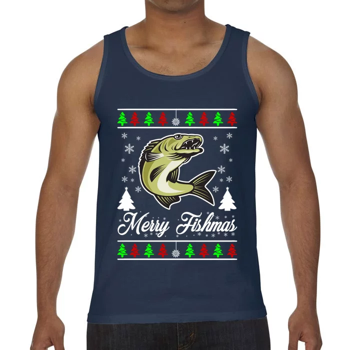 Merry Fishmas Funny Fisher Christmas Funny Gift Comfort Colors® Tank Top