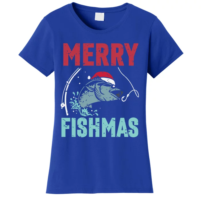 Merry Fishmas Funny Christmas For Family Fish Fisher Gift Women's T-Shirt