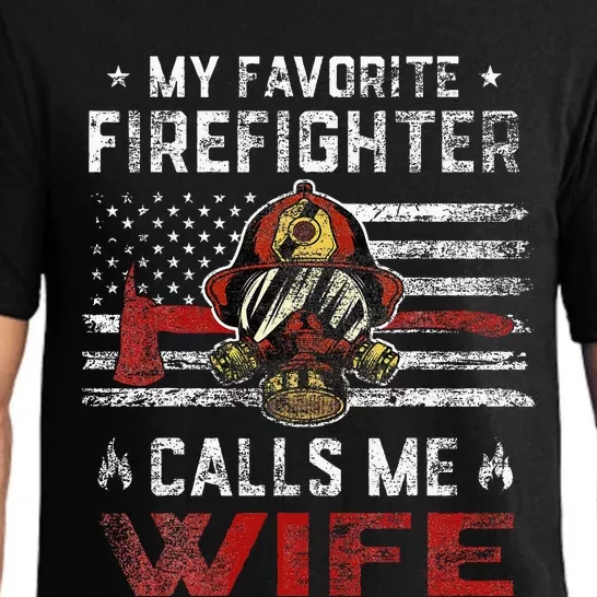 My Favorite Firefighter Calls Me Wife Usa Flag MotherS Day Pajama Set