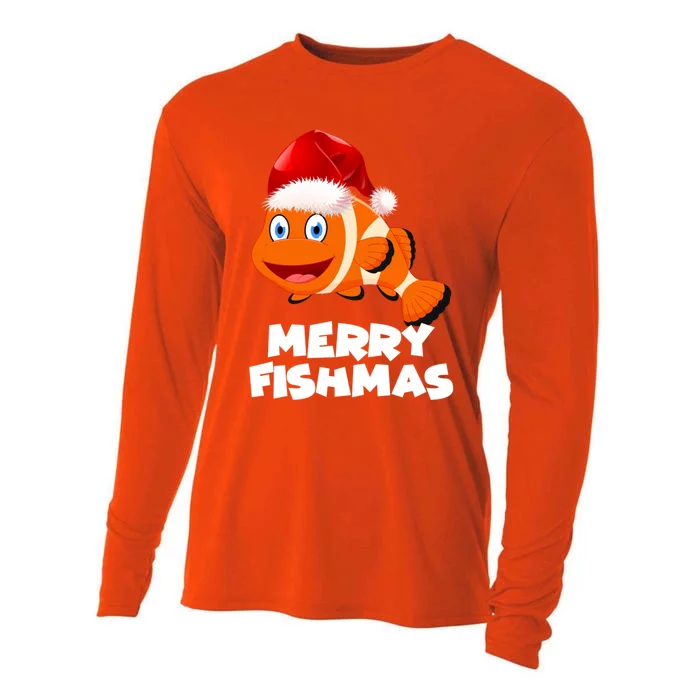 Merry Fishmas Fish Gift Cooling Performance Long Sleeve Crew