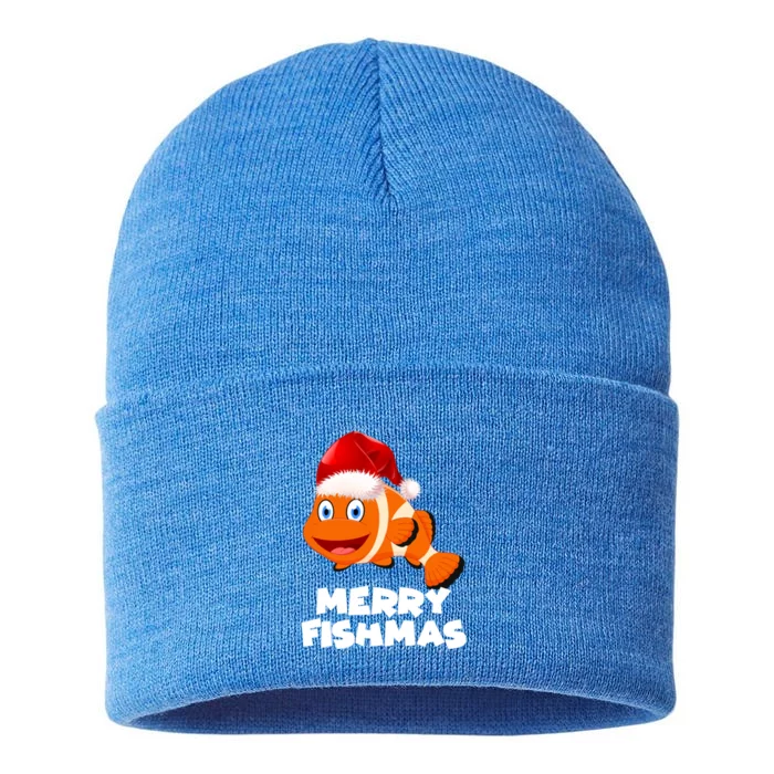 Merry Fishmas Fish Gift Sustainable Knit Beanie