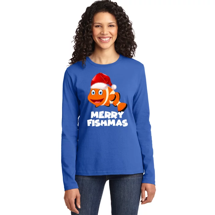 Merry Fishmas Fish Gift Ladies Long Sleeve Shirt