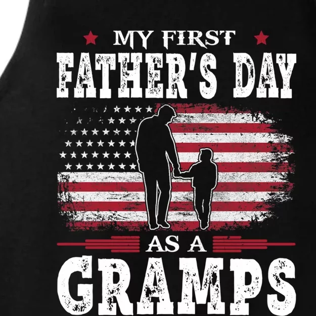 My First Fathers Day As A Gramps American Flag New Grandpa Great Gift Ladies Tri-Blend Wicking Tank