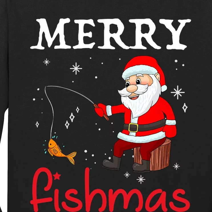 Merry Fishmas Funny Santa Claus Fishing Puns Christmas Fish Long Sleeve Shirt