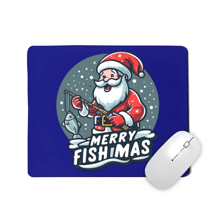 Merry Fishmas Funny Santa Christmas Love Fishing Gift Mousepad