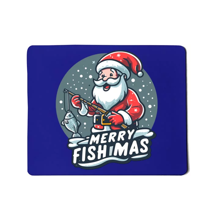 Merry Fishmas Funny Santa Christmas Love Fishing Gift Mousepad