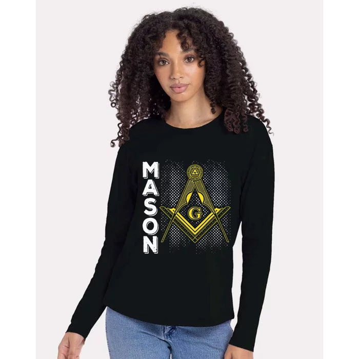 Masonic Freemasonry Fraternal Square Compass Mason Womens Cotton Relaxed Long Sleeve T-Shirt