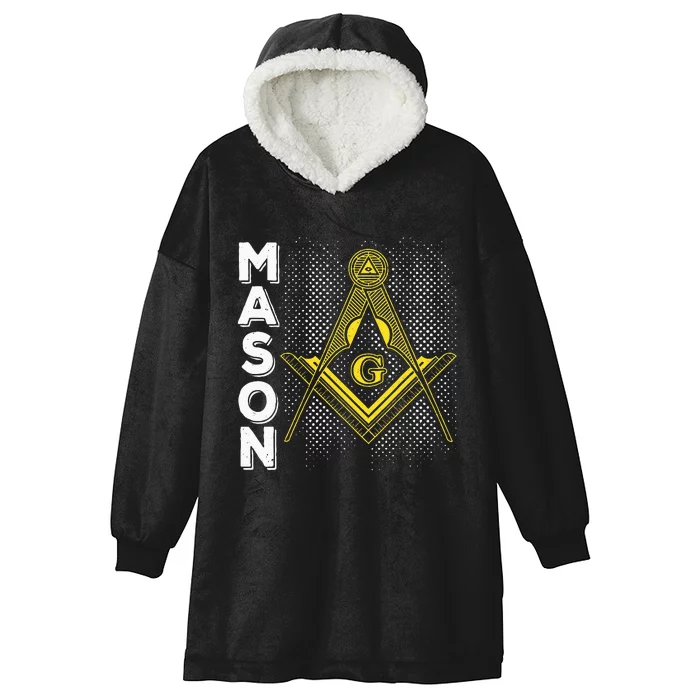 Masonic Freemasonry Fraternal Square Compass Mason Hooded Wearable Blanket