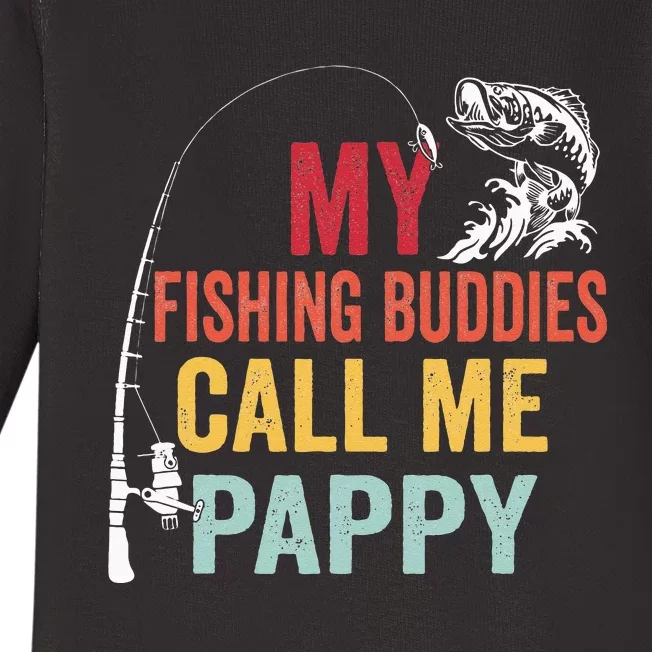 My Favorite Fishing Buddies Call Me Pappy Fisherman Baby Long Sleeve Bodysuit