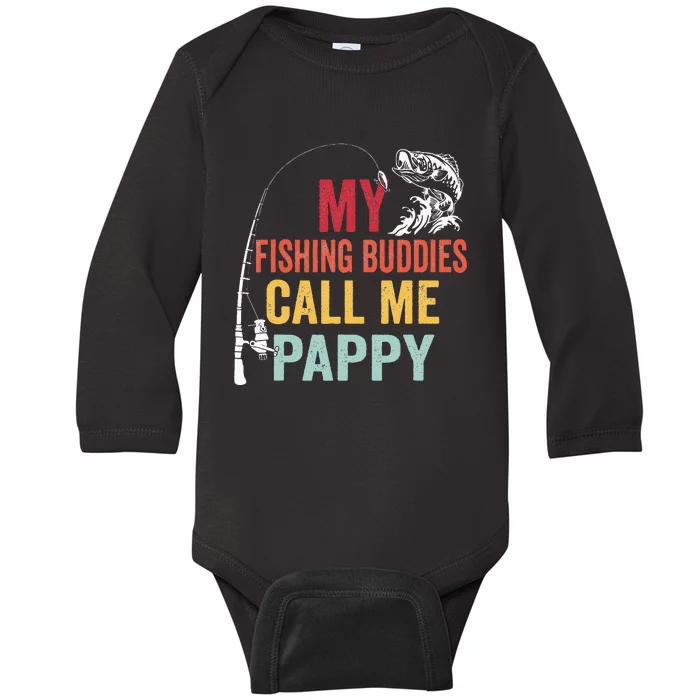 My Favorite Fishing Buddies Call Me Pappy Fisherman Baby Long Sleeve Bodysuit