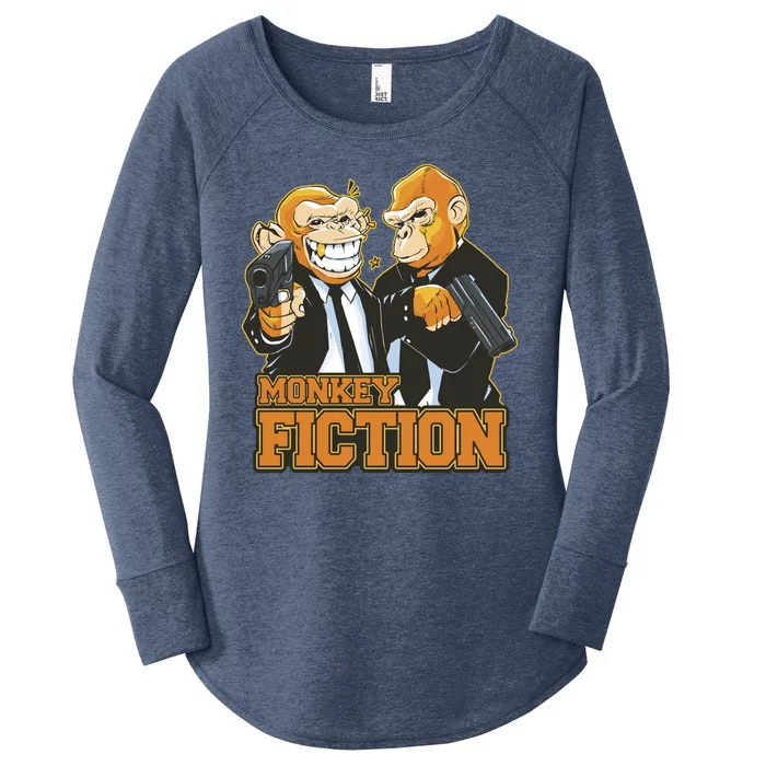 Monkey Fiction Funny Women's Perfect Tri Tunic Long Sleeve Shirt