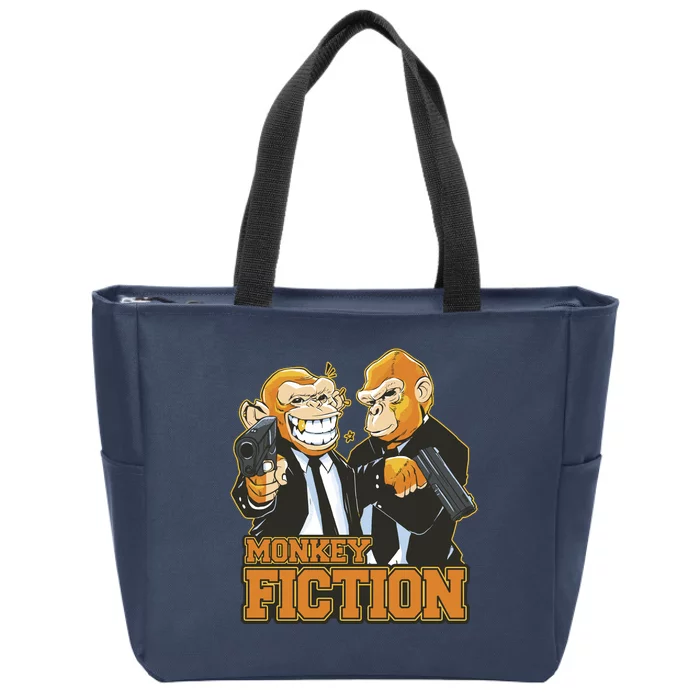 Monkey Fiction Funny Zip Tote Bag