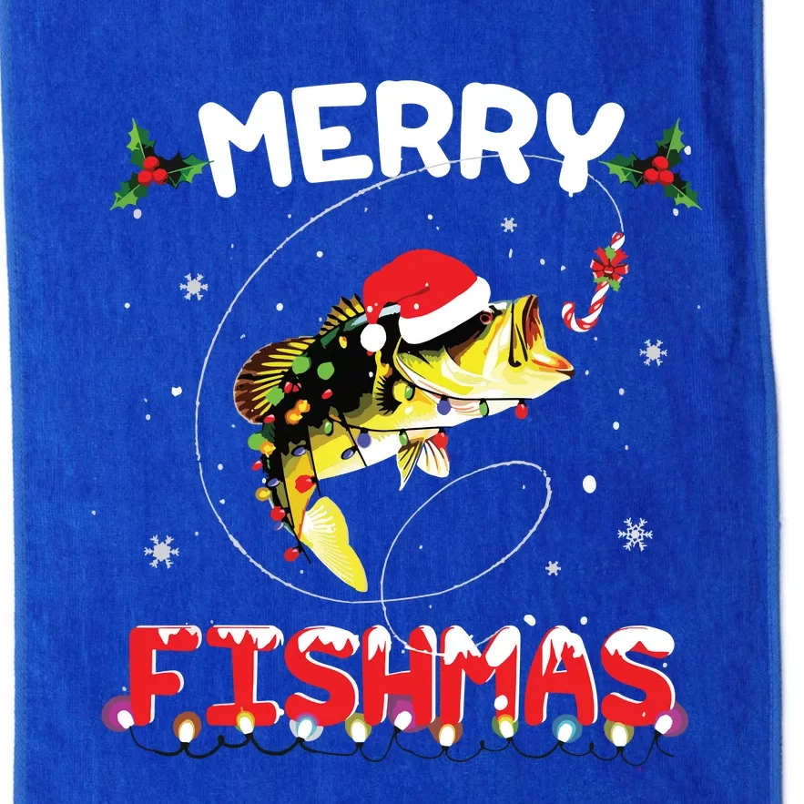 Merry Fishmas Funny Fishing Christmas Pajama Fishers Platinum Collection Golf Towel