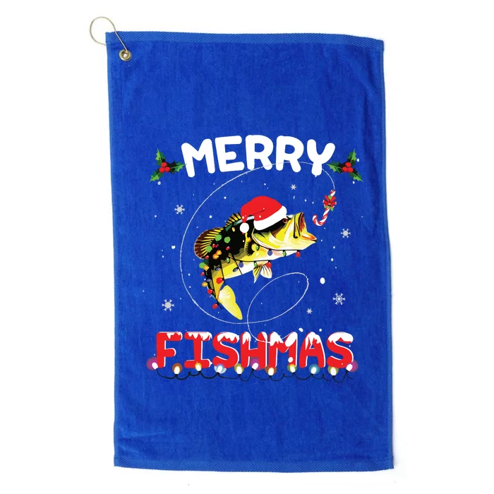 Merry Fishmas Funny Fishing Christmas Pajama Fishers Platinum Collection Golf Towel