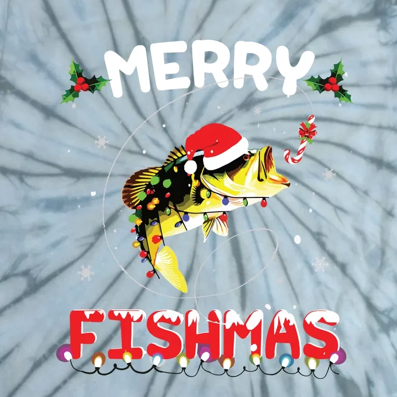 Merry Fishmas Funny Fishing Christmas Pajama Fishers Tie-Dye T-Shirt