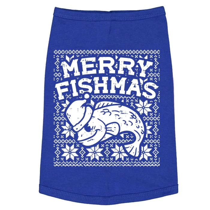 Merry Fishmas Funny Ugly Christmas Fishing Angler Gift Doggie Tank