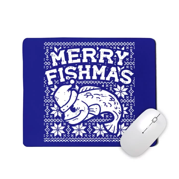 Merry Fishmas Funny Ugly Christmas Fishing Angler Gift Mousepad