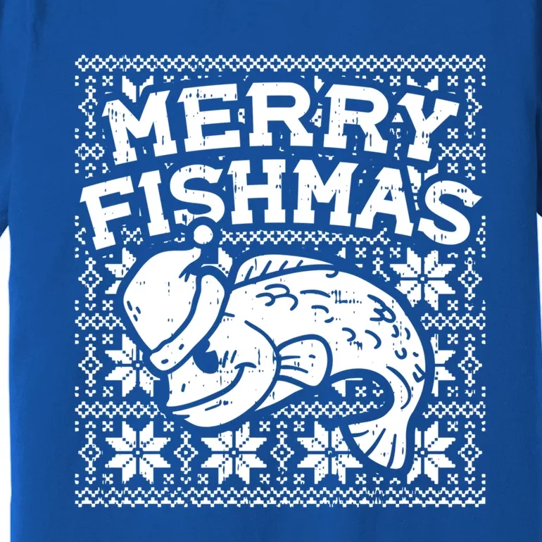 Merry Fishmas Funny Ugly Christmas Fishing Angler Gift Premium T-Shirt