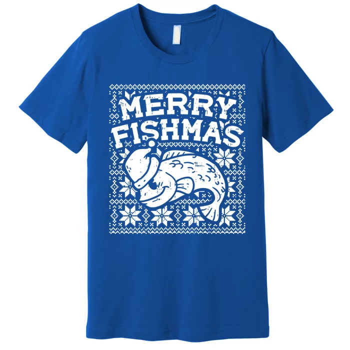 Merry Fishmas Funny Ugly Christmas Fishing Angler Gift Premium T-Shirt