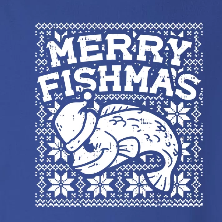 Merry Fishmas Funny Ugly Christmas Fishing Angler Gift Toddler Long Sleeve Shirt