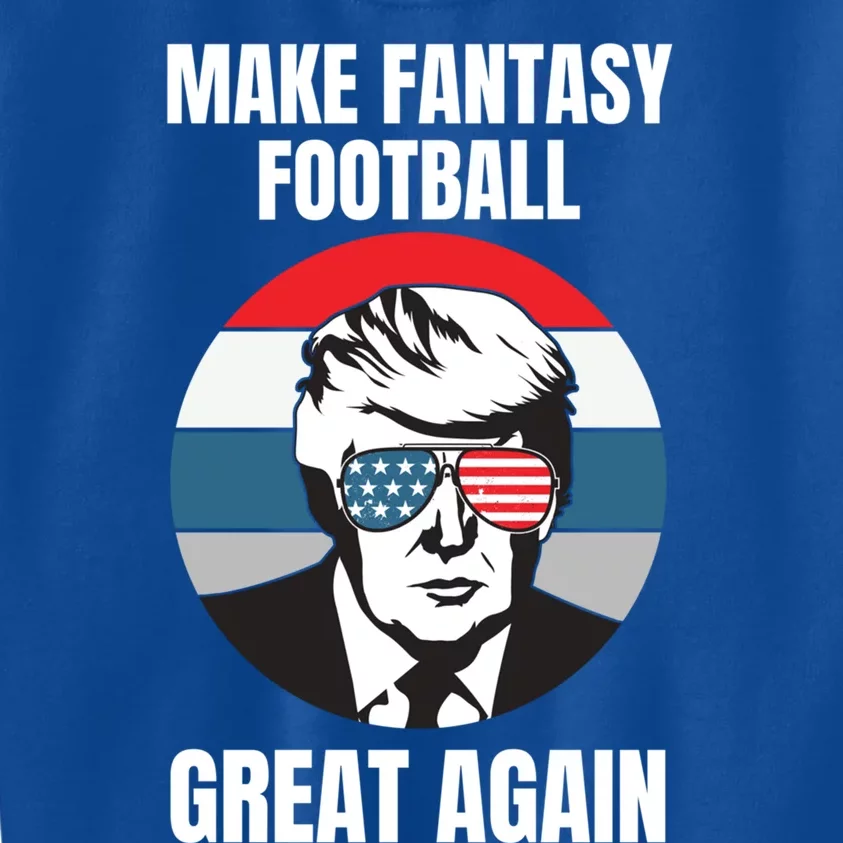 Make Fantasy Football Great Again Trump American Flag Sunset Great Gift Kids Sweatshirt