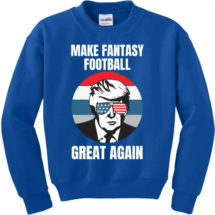 Make Fantasy Football Great Again Trump American Flag Sunset Great Gift Kids Sweatshirt